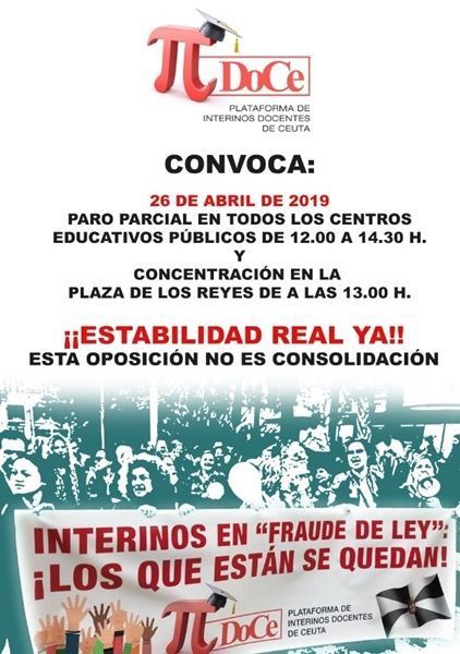 La Plataforma de Interinos Docentes convoca un paro parcial para el día 26
