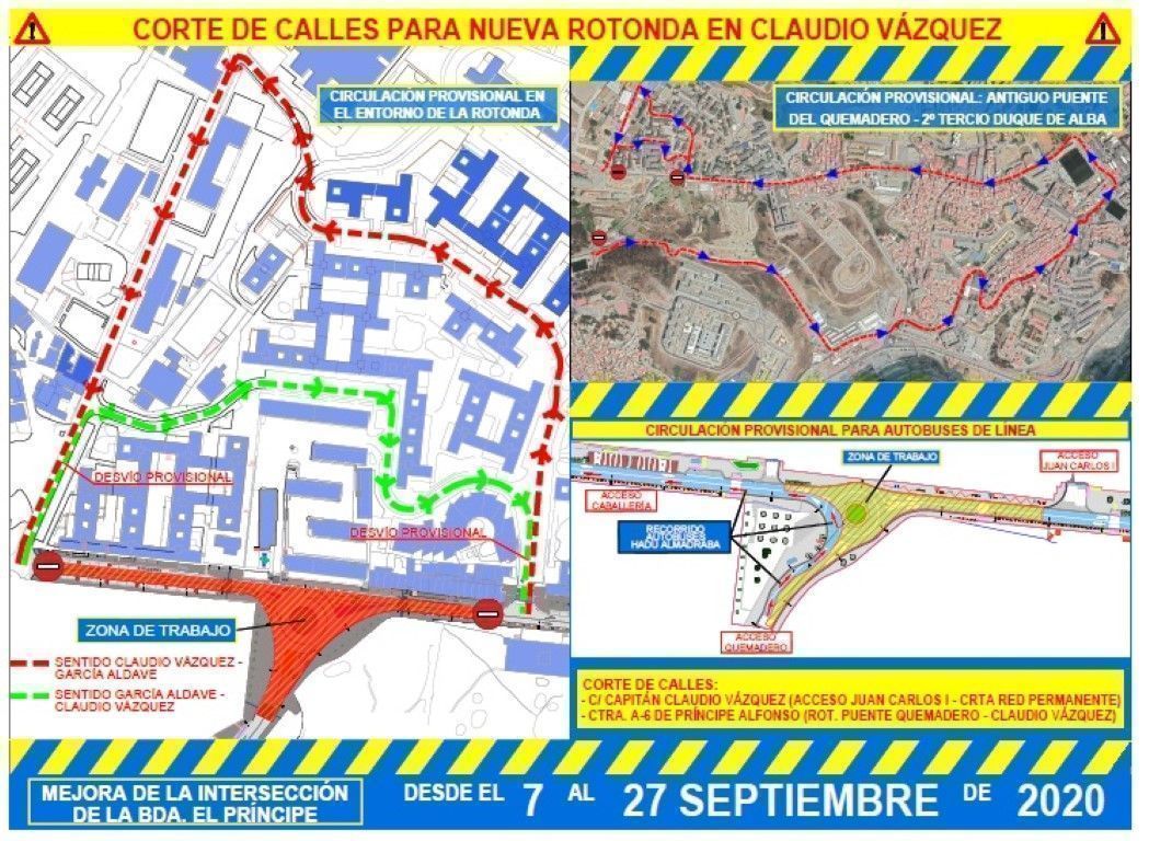Las obras de Claudio Vázquez provocarán varios cortes a partir del lunes