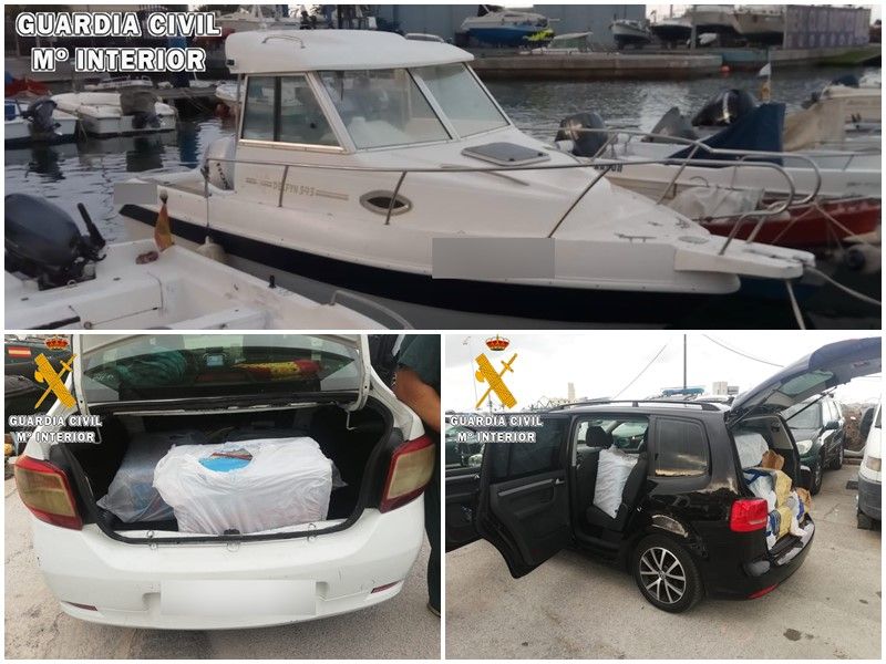 La Guardia Civil interviene 462 kilos de hachís y una embarcación en el puerto deportivo
