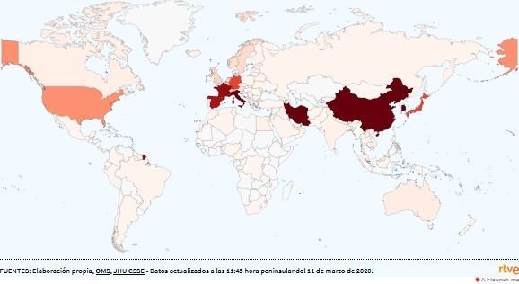 España entre los países más afectados por el Coronavirus. Imagen: RTVE
