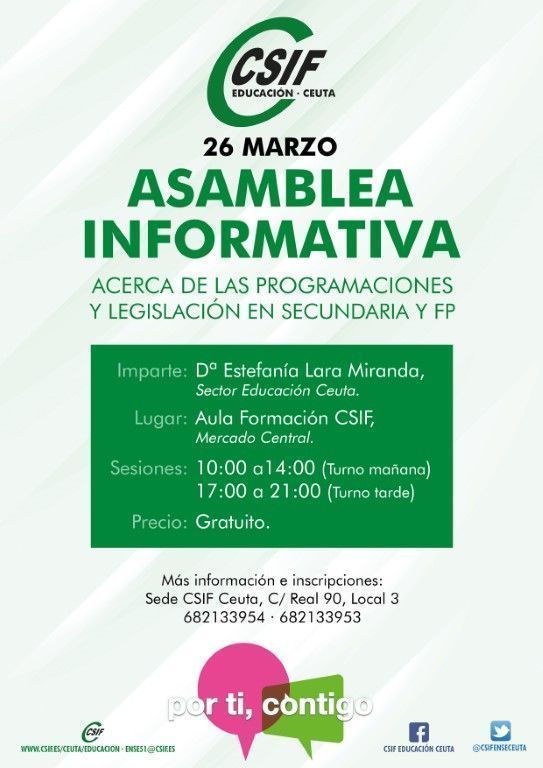 CSIF convoca una asamblea informativa para los profesores de PES y PTFP sobre las oposiciones