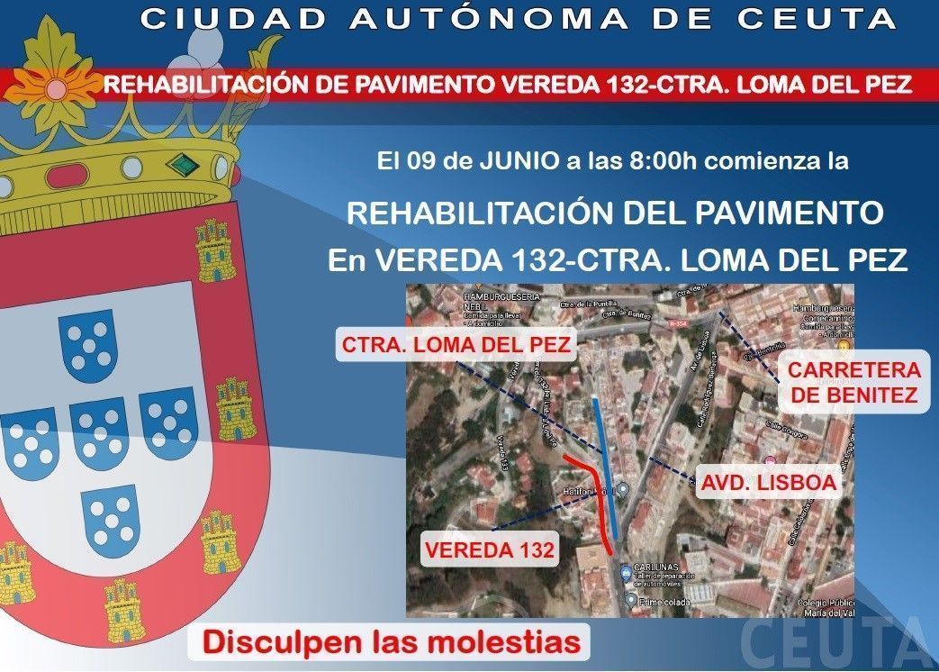 Fomento comenzará el miércoles la rehabilitación del pavimento en Loma del Pez