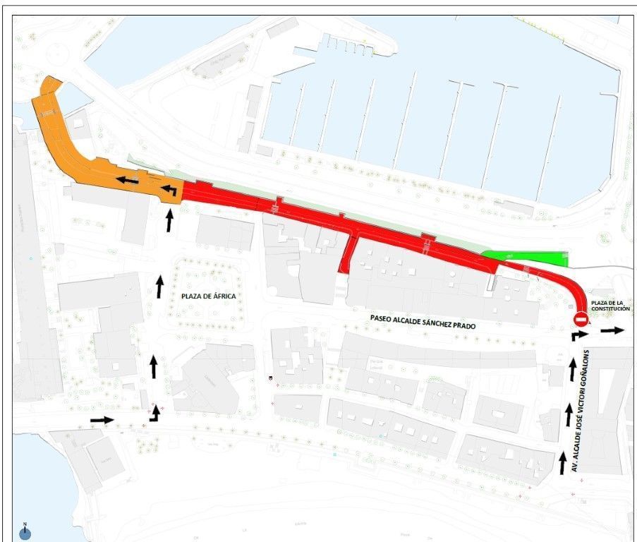 Mañana continúan los trabajos de remodelación del Paseo de las Palmeras a la altura de la Comandancia
