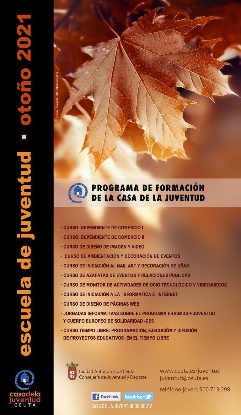 Juventud abre las inscripciones para los cursos y talleres de su Escuela de Otoño        