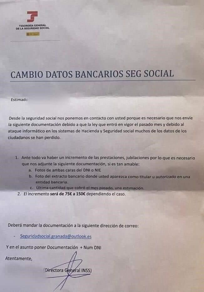 La Policía Nacional detecta una nueva estafa que suplanta a la Tesorería General de la Seguridad Social