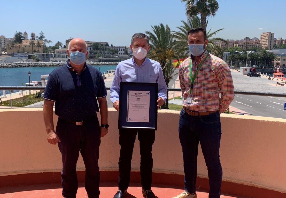 AENOR certifica el protocolo de actuación contra la COVID-19 del Puerto de Ceuta