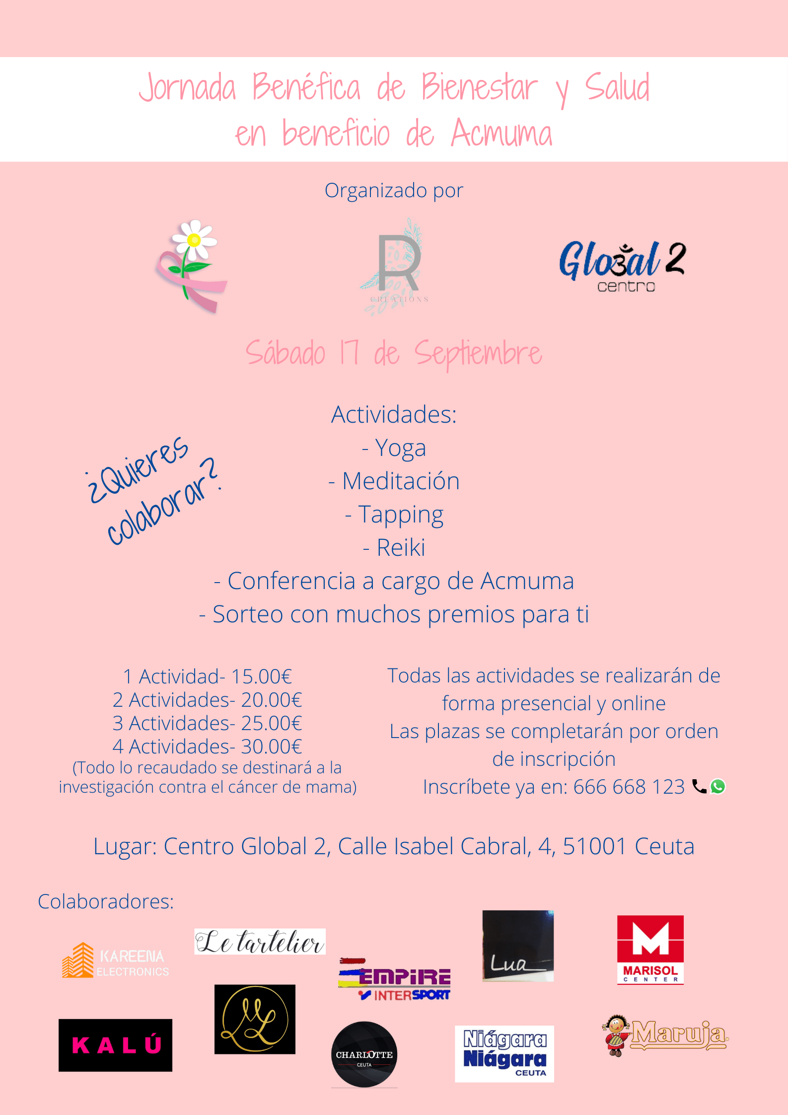 El sábado se celebra una jornada benéfica de bienestar y salud en beneficio de ACMUMA
