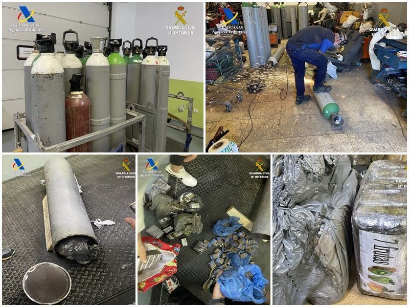 La Guardia Civil interviene 413 kgs de hachís escondidos en bombonas de oxígeno industrial