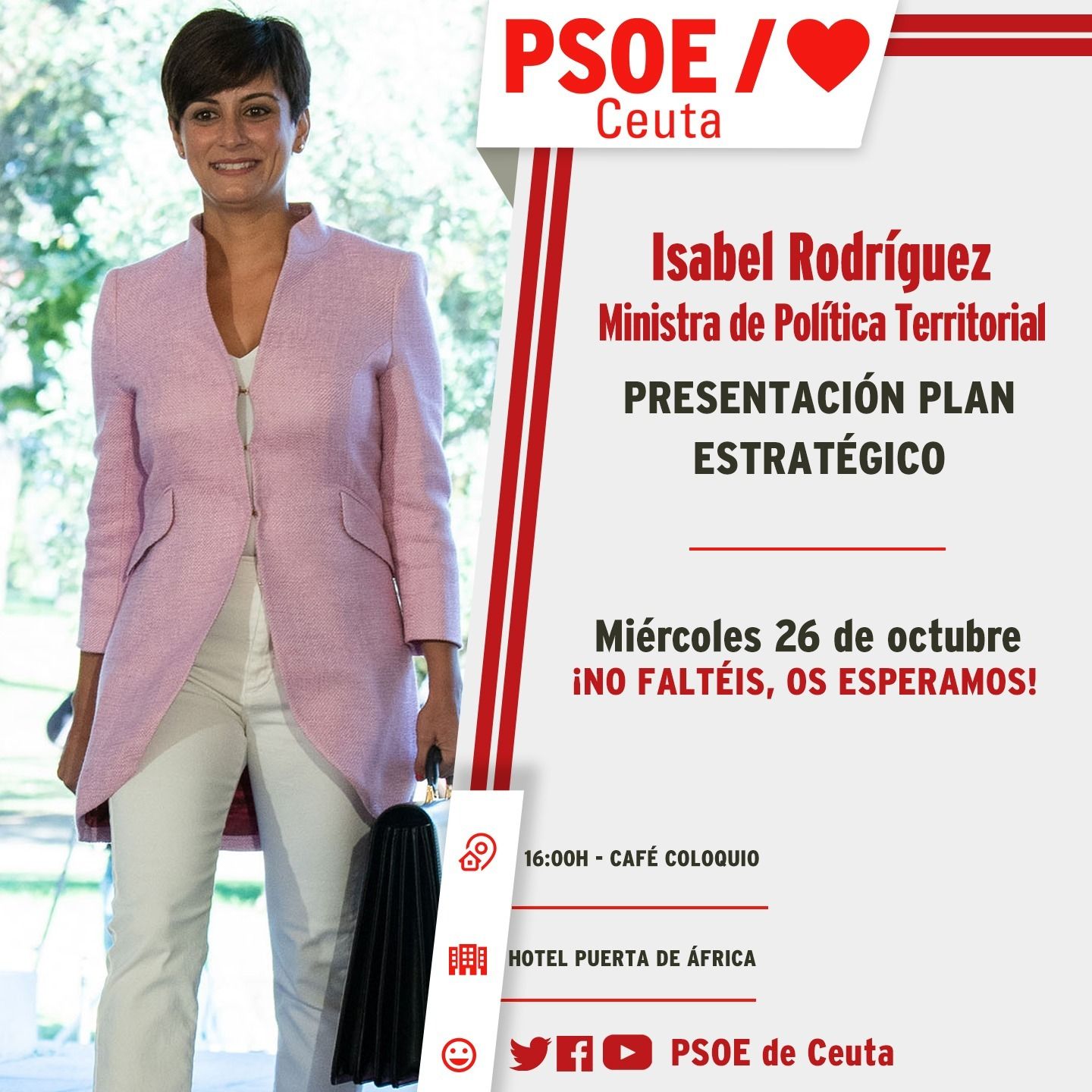 El PSOE organiza un café-coloquio con la ministra Isabel Rodríguez