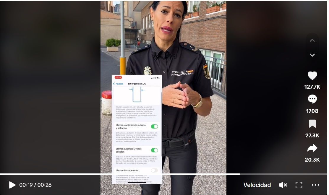 La Policía Nacional recomienda activar la aplicación SOS de Emergencia en el móvil
