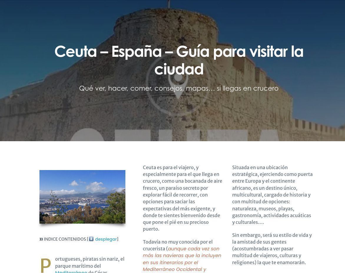 La web cruceroadicto.com publica la guía turística de Ceuta 