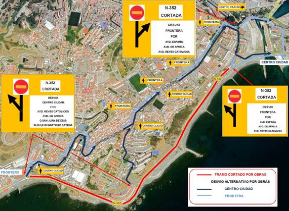 Habrá cortes de tráfico en la carretera de la frontera por obras de rehabilitación